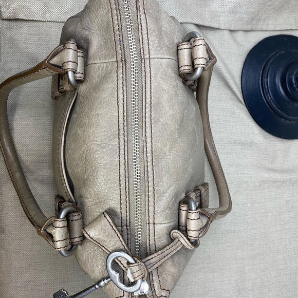 FOSSIL TAUPE PEBBLE-LEATHER SATCHEL - Picture 7 of 13